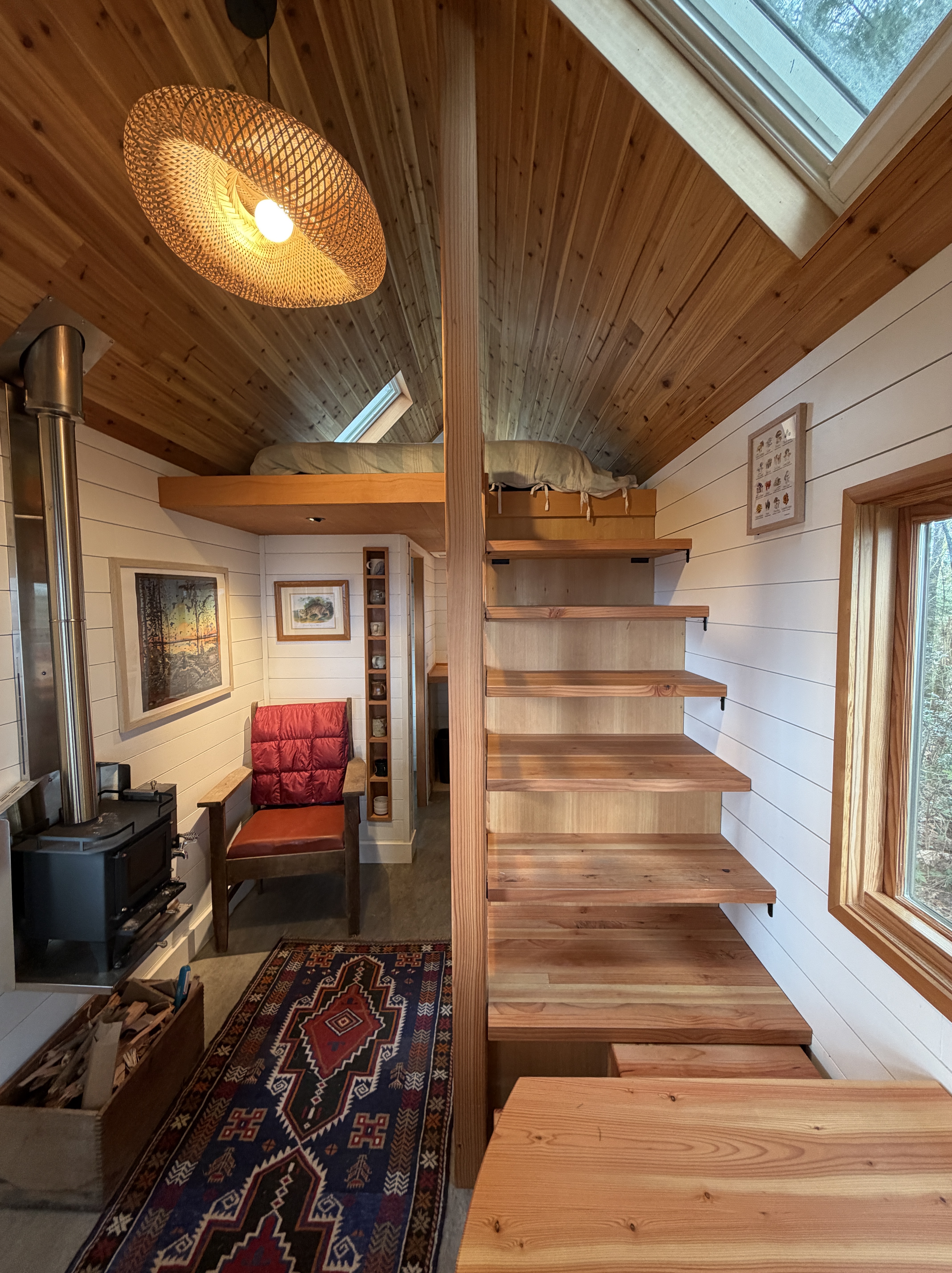 Cathedral cedar ceiling with skylights and loft